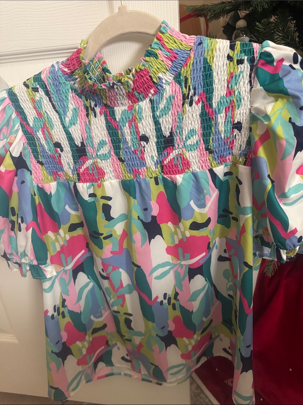 THML Girls' Multicolor Smocked Blouse in Pink, Teal, Blue, Green, White